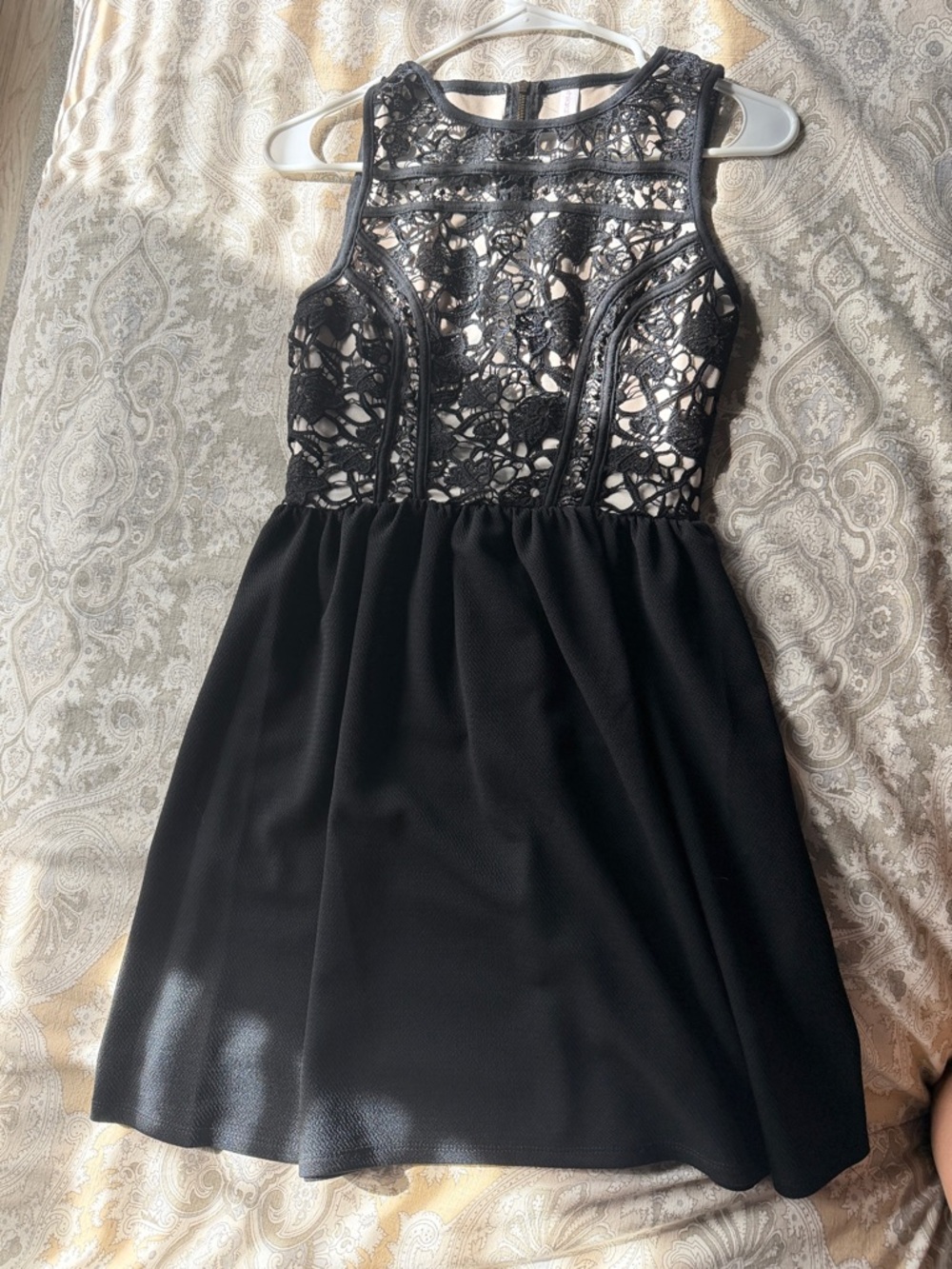 Black Lace Bodice Party Dress